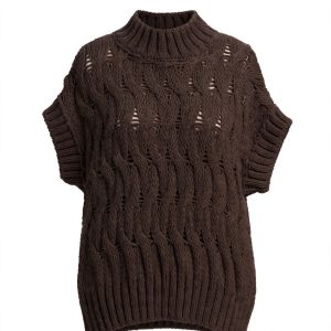Gilet collo alto a trama intrecciata